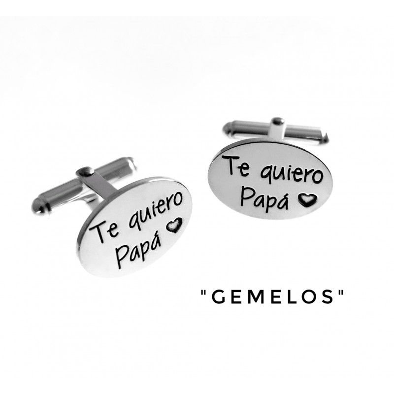 Gemelos ovalados de Plata de ley personalizados con tus frases